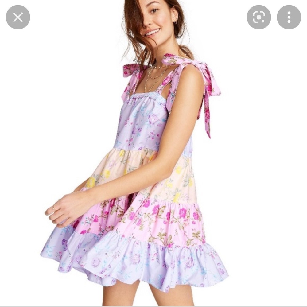 EUC LoveShack Fancy X Jeanne Tie Strap Tiered Babydoll Dress